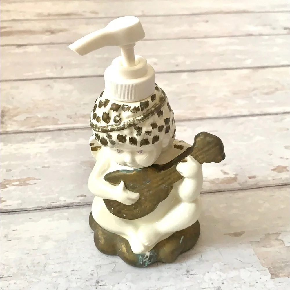 Vintage Allure Angel Cherub Soap Dispenser Gold